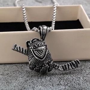 Stainless steel retro hockey glove pendant necklace with chain for men vintage jewelry