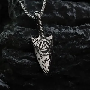 Wikinger Runen Pfeilspitze Edelstahl Halskette für Herren Retro Vintage Schmuck Amulett