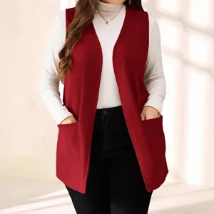 Women's casual sleeveless suit vest cardigan layering outerwear chic autumn apparel