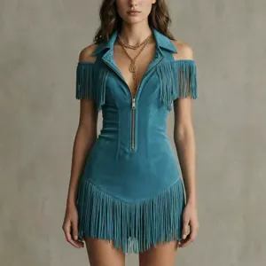 Y2K retro western soued mini forema me krosia kai fermouar gia gynaikes se sten grammi