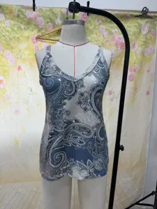 Damen Sommer Casual Paisley Druck V-Ausschnitt Ärmellos Tanktop Mode Camisole Shirt