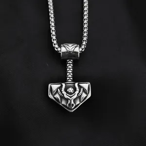 Retro acier inoxydable pendentif marteau de thor viking homme collier punk vintage