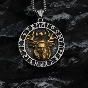 Men's Nordic Viking Runic Stainless Steel Pendant Vintage Amulet Necklace Jewelry Gift Item
