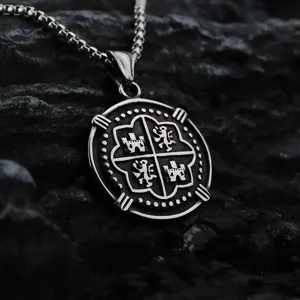 Edelstahl Retro Piraten Münze Anhänger Halskette für Männer Hip Hop Schmuck Detailansicht