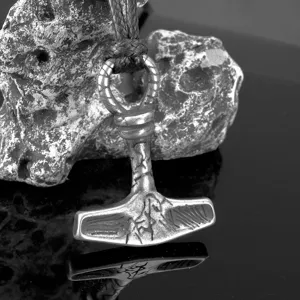 Collar con Colgante de Martillo de Thor de Aciero Inoxidable Vintage para Hombre Collar de Tótem Vikingo Hip Hop Mjolnir Joyería de Amuleto Regalo