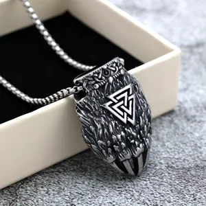 Men stainless steel Viking bear claw pendant necklace retro Nordic jewelry item for daily wear