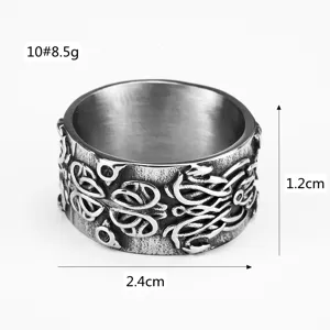 Heren vintage roestvrijstalen ring met keltische knoop drakenpatroon detailweergave