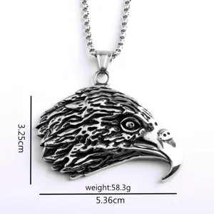 Pendentif aigle vintage homme en acier inoxydable grand collier biker bijou de detail