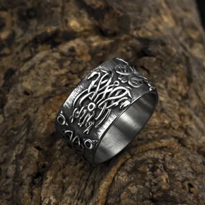 Heren vintage titaan staal Viking Keltische knoop draak ring stoere biker sieraden.