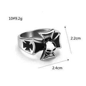Anillo de hombre de acero inoxidable cruz calavera estilo punk gótico biker talla 10