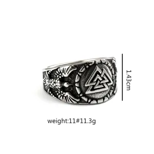 Vintage Edelstahl Wikinger Ring für Damen und Herren, Massiver nordischer Runen Schmuck.