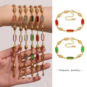 Stainless steel multi-color zirconia bead bracelet detail view showcasing exquisite craftsmanship.