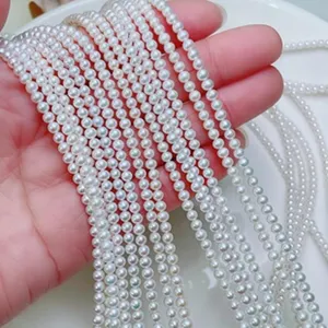 Weisse Süßwasserperlen Stränge zur Schmuckherstellung, elegante DIY Halsketten Armbänder