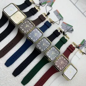 Orologio al quarzo quadrato GALAXY con cinturino in silicone, set di orologi eleganti.