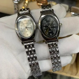 DOUKOU Damenuhr Quarz ovales Zifferblatt Edelstahlarmband elegante Vintage Armbanduhr