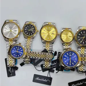 Modieus Kwarts Kalender Polshorloge Met Roestvrij Stalen Band Tweekleurig Ronde Wijzerplaat Analoog Luxe Horloge Voor Heren Dames Koppels