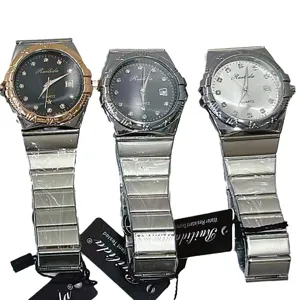 RUILIDA elegante set di orologi al quarzo da uomo e donna con cinturino in acciaio.
