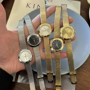 Montre à Quartz Carrée Vintage pour Femme Boîtier en Alliage de Luxe Bracelet en Maille d'Acier Inoxydable Chic Montre