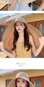 Full face sun protection sunhat with extra large cape for women summer outdoor sun hat.
