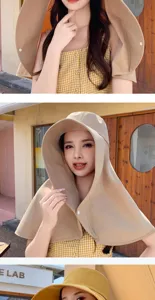 Summer sun protection fisherman hat with large neck shawl uv block outdoor sun hat for women