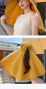 Outdoor anti-UV sun protection wide brim fisherman hat detail, full face and neck coverage.