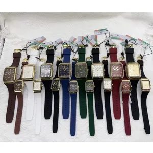 Reloj pareja cuarzo vintage correa silicona cuadrada GALAXY impermeable minimalista