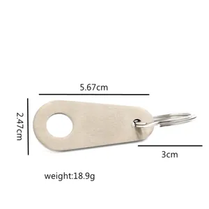 Porte-clés en acier inoxydable étiquette métallique avec anneau, robuste pendentif EDC.