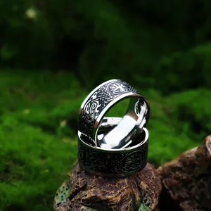 Edelstahl Wikinger Lebensbaum Ring für Damen und Herren, vintage nordischer Knoten.