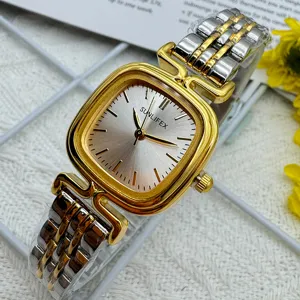 Minimalist Vintage Square Dial Quartz Watch For Women Stainless Steel Alloy Waterproof Analogue Wristwatch Delicate Metal Mesh Strap Accent