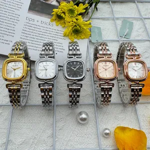 SUNLIFEX minimalist vintage square dial women watch with elegant metallic steel strap and waterproof design.