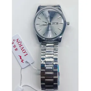 Orologio al quarzo da uomo quadrante argento cinturino metallo impermeabile elegante