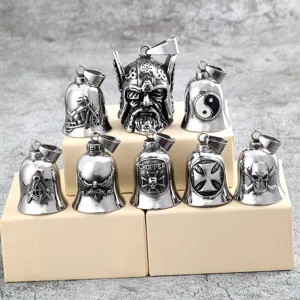 Set de pendentifs cloche moto en acier inoxydable avec viking crâne et gothique punk.