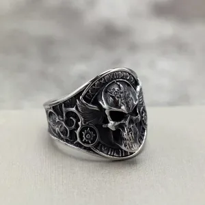 Vintage Stainless Steel Skull Men Ring Gothic Biker Jewelry Punk Rock Ring Accessory