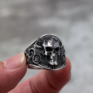 Vintage stainless steel men ring gothic skull biker jewelry cool accessory fashion gift