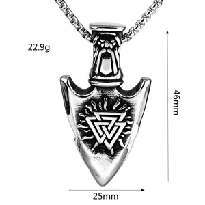 Vintage roestvrijstalen Viking speerpunt hanger ketting met duidelijke afmetingen en gewicht