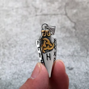 Retro edelstahl herren anhänger viking keltischer knoten runen amulett halskette detail