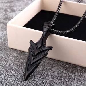 Retro stainless steel double sided arrow pendant necklace for men and women fashion jewelry