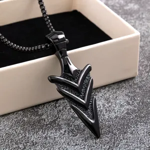 Vintage stainless steel double-sided arrow pendant necklace for men and women fashion