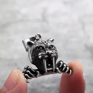 Stainless steel retro tiger claw pendant necklace for men and women gothic biker jewelry