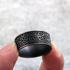 Vintage stainless steel ring with detailed tree of life Celtic knot design for daily wear