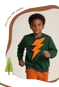 Boys cotton sweatshirt with eye-catching lightning bolt applique and matching pants.