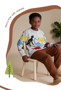 Kinderen herfst dinosaurus print lange mouw sweatshirt met comfortabele casual broek.
