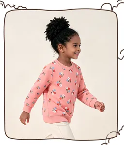 Ragazze dolce stampa floreale felpa girocollo manica lunga pullover abbigliamento bambini