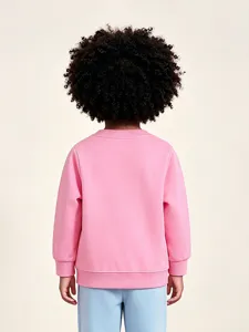 Felpa rosa in cotone per bambina, simpatico pullover girocollo per bambini da indossare ogni giorno.