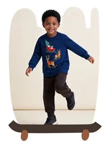 Kinder kersttrui met schattige rendier print en comfortabele lange broek voor herfstkleding.