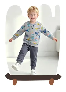 Jungen Dinosaurier Druck Baumwolle Sweatshirt und Hose Set Freizeit Kinder Sportbekleidung