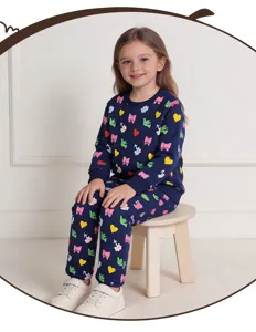 Children cute print long sleeve sweatshirt and sweatpants activewear set for kids