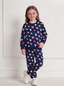 Kids Cotton Cartoon Printed Sweatshirt And Sweatpants Two Piece Tracksuit Set Long Sleeve Pullover Top And Bottom Sporty Set