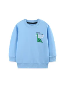 Boys long sleeve crewneck sweatshirt light blue cute dinosaur print casual children clothing