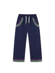 Schöne Mädchen Freizeithose mit bunten Stickereien gerade Passform Kinder Herbsthose.